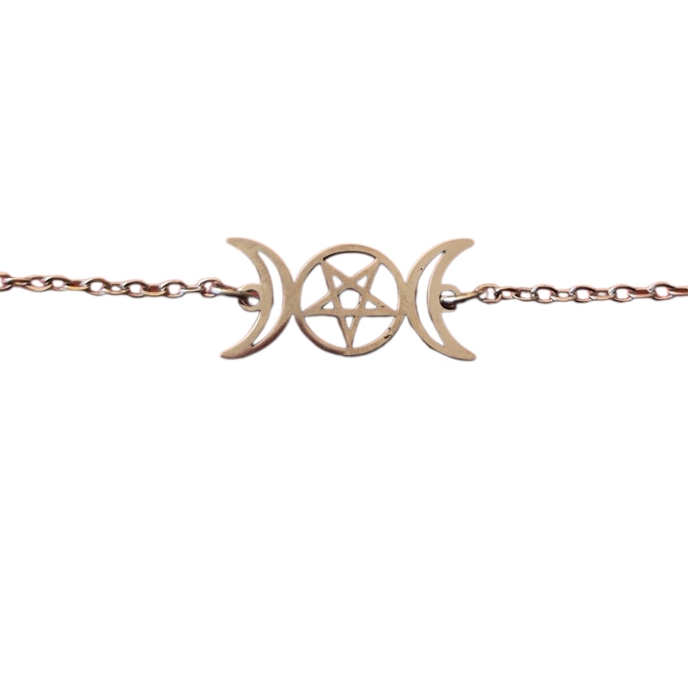 Stainless Steel Triple Moon Goddess Bracelet/Anklet - Picture 6 of 7